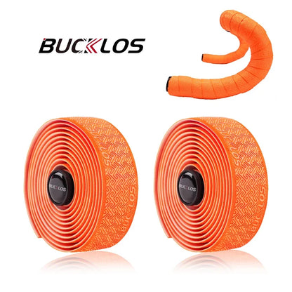 BUCKLOS Road Bike Handlebar Tape – PU Shock-Absorbing Anti-Slip Wrap with Bar End Plugs for Cycling