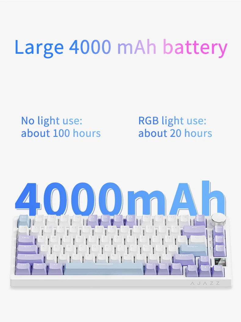 AJAZZ AK820/AK820 Pro Mechanical Gaming Keyboard – TFT Screen, Multifunction Knob, Wired/2.4G/Bluetooth Connectivity for PC