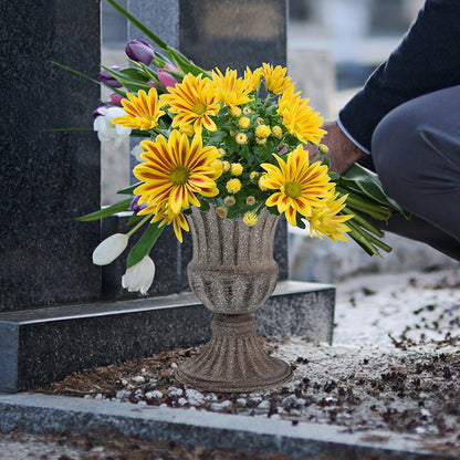 Metal Cemetery Vase – Grave Flower Holder for Headstones, Fresh or Artificial Flowers, Tombstone Marker for Memorials and Sympathy