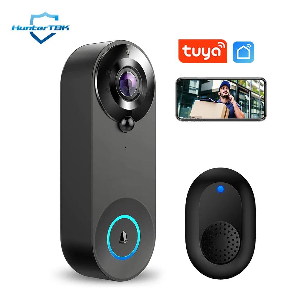 1080P Wireless Video Doorbell Camera – WiFi Smart Doorbell, Tuya Smart Home Security, Motion Detection, Night Vision, Intercom