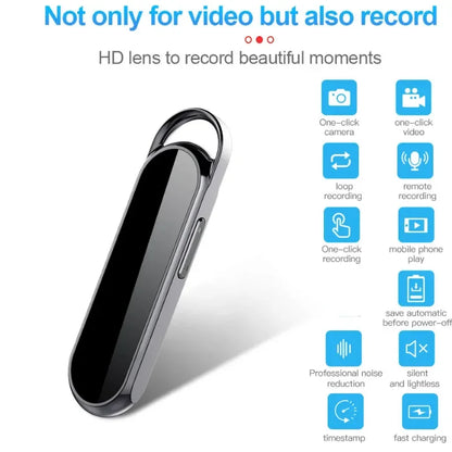1080P Mini Hidden Camera - Wide Angle Portable Necklace Audio & Video Recorder with 4–128GB Support
