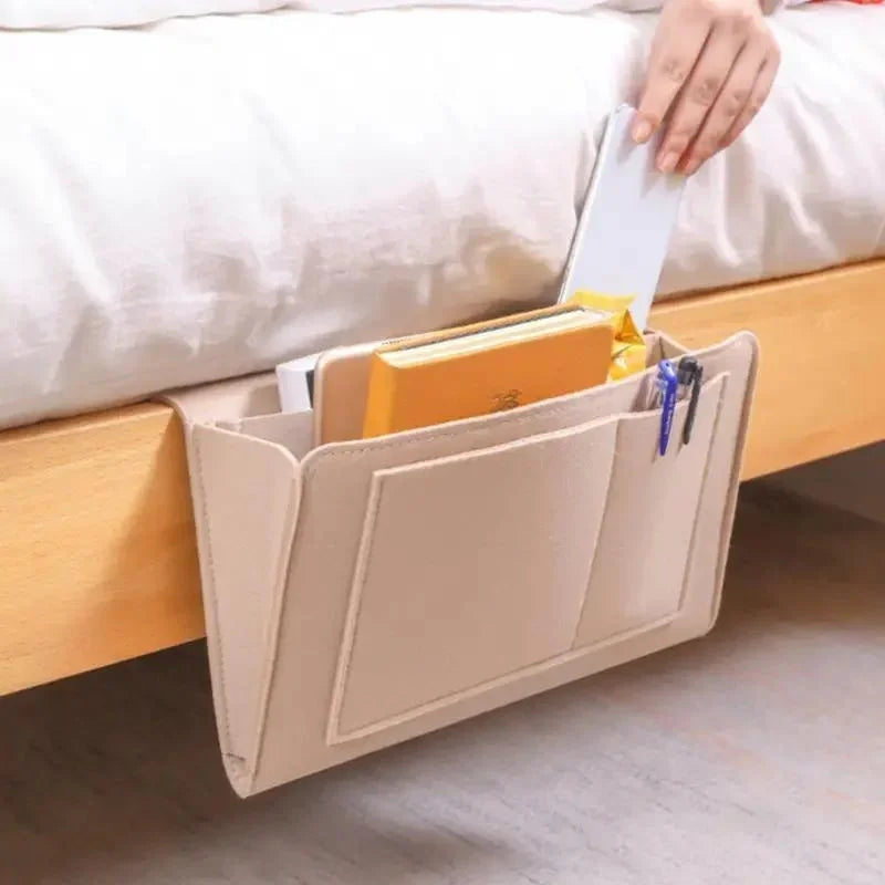Bedside Hanging Storage Organizer — Phone, Remote, Tissue & Book Holder for Home