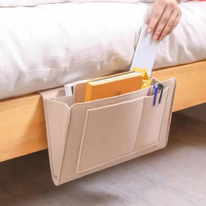 Bedside Hanging Storage Organizer — Phone, Remote, Tissue & Book Holder for Home