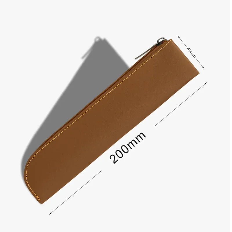 PU Leather Zipper Pen Holder – Portable Pencil Bag and Fountain Pen Storage Pouch – School and Office Supplies