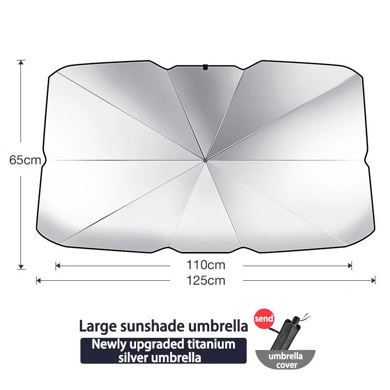 Car Windshield Sunshade - Portable Front Window Sunscreen Heat Insulation Shade with Storage Design