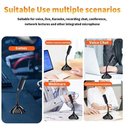 USB Studio Microphone with Adjustable Stand - Desktop Gaming, Streaming & Recording Mic for Laptop & Computer