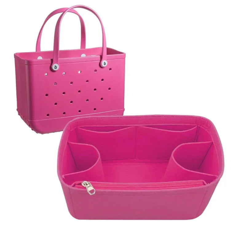 Felt Bag Organizer Insert for Bogg Bag – Large Multi-Pocket Inner Divider & Tote Shaper for Rubber Beach & Travel Bags