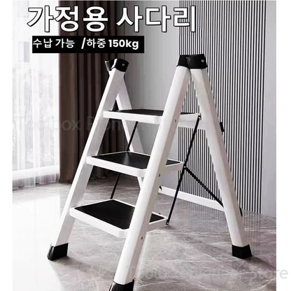 2-3 Step Folding Ladder – Anti-Slip Wide Pedal Carbon Steel Multifunction Ladder, 330lbs Capacity with Storage Shelf & Flower Pot Stand