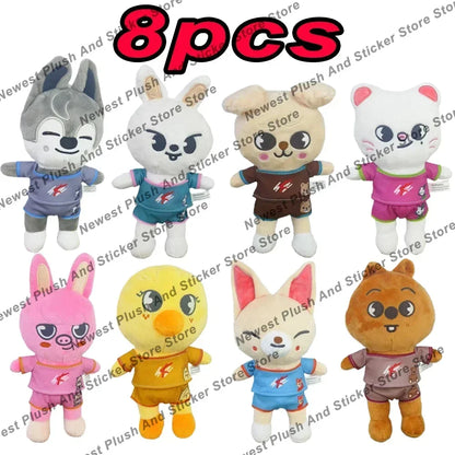 20cm Kawaii Skzoo Plush Toy Set – 8pcs Cartoon Stuffed Animals for Kids, Room Decor & Gifts