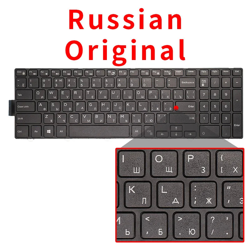 Dell Inspiron 15 Keyboard Replacement – BR/SP/US Russian Layout Backlit Keyboard for 3567 5577 5555 5557 5559 3543 5547 5549 5548 P39F P51F