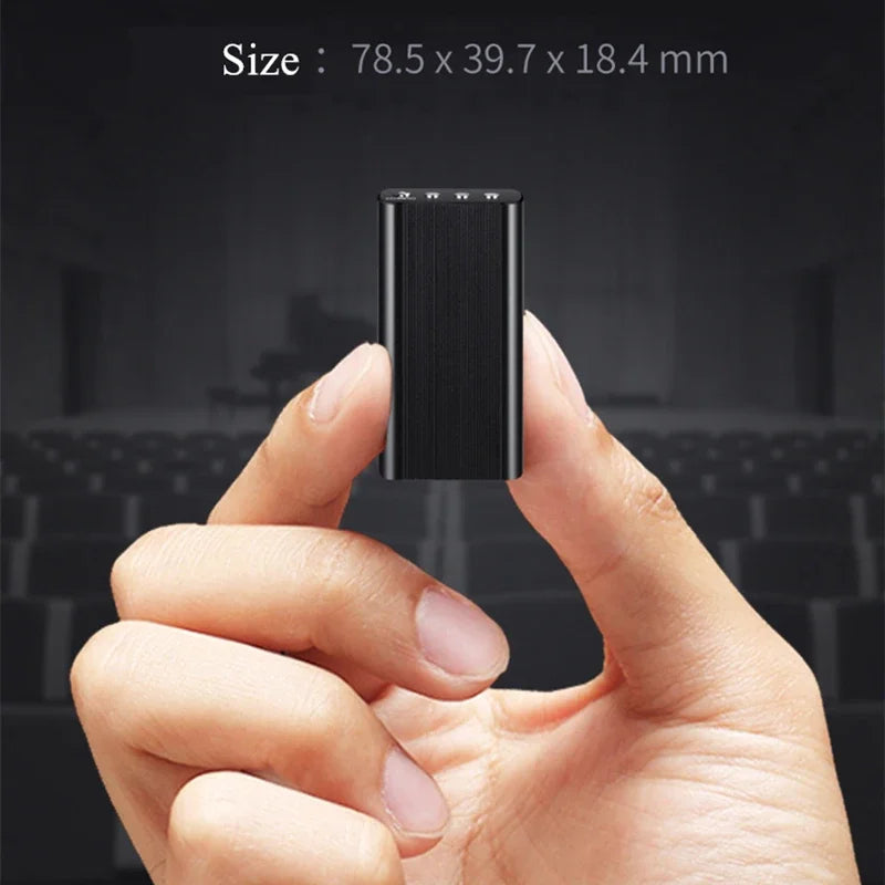500-Hour 128GB Mini Voice Recorder — Activated Spy Audio Dictaphone with Noise Reduction, MP3 Player & Magnetic Attachment