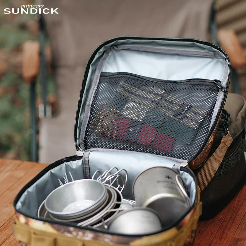 Camping Insulated Bowl & Cup Storage Bag – Outdoor Portable Lunch Bag, Available in Black, Brown, Army Green, and Camo