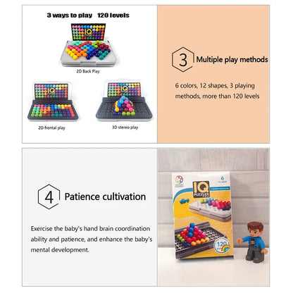 120 Challenges 3D IQ Puzzle Game – Classic Pyramid Logic Board for Kids, Montessori Bead Brain Teaser