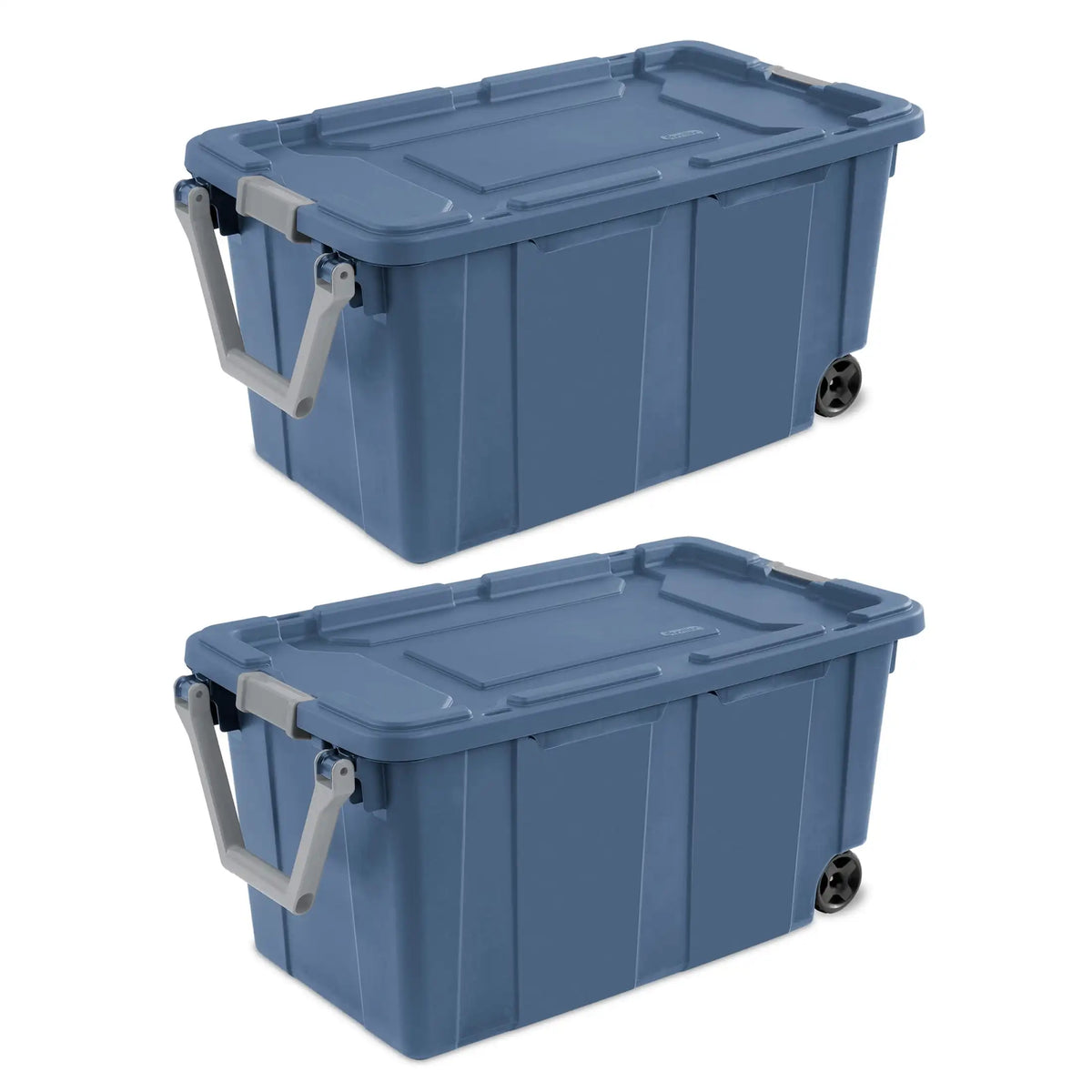 Sterilite 40 Gallon Extra Large Storage Bin - Wheeled Plastic Storage Container with Handle, Black, 2-Pack