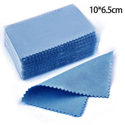 50pcs Silver Polishing Cloths – Soft Cleaning Wipes for Necklaces, Rings & Jewelry Care (10x6.5cm & 8x8cm)