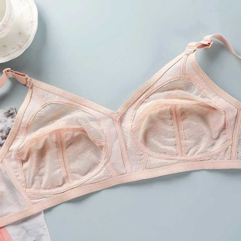 Women’s Lace Wireless Bra - Ultra-Thin Unlined Push-Up Large Bust Bra, Sizes 34-46