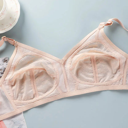 Women’s Lace Wireless Bra - Ultra-Thin Unlined Push-Up Large Bust Bra, Sizes 34-46