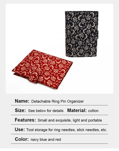 Cotton Knitting Needles Organizer Bag – Red Detachable Storage for Crochet Hooks & Sewing Accessories