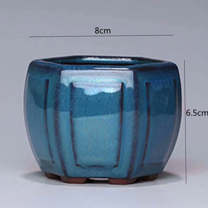 Breathable Ceramic Bonsai Pots - Stoneware Flowerpots with Drainage Holes for Garden Plants