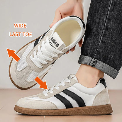 Men’s Wide Width Sneakers - Large Size PU Upper Low-Top Shoes for Work, Travel & Indoor/Outdoor Wear