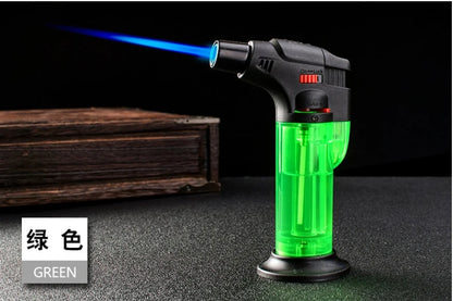 Jet Flame Torch Lighter — Refillable Butane Gas Lighter with Visible Fuel Tank, Windproof & Adjustable Flame for Kitchen