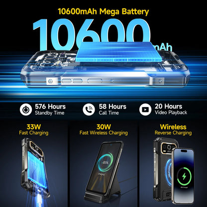 Ulefone Armor 27T Pro 5G Rugged Smartphone – 10600mAh, Android 14, 50MP+64MP Night Camera, 6.78" 120Hz, 24GB+256GB, NFC