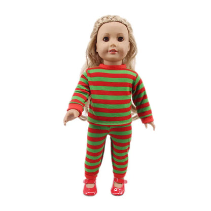 Pop Doll Christmas Outfit — Dress, Top & Pants Set for 18-Inch American and 43CM Reborn Baby Dolls, Our Generation Girl’s Toy Accessories