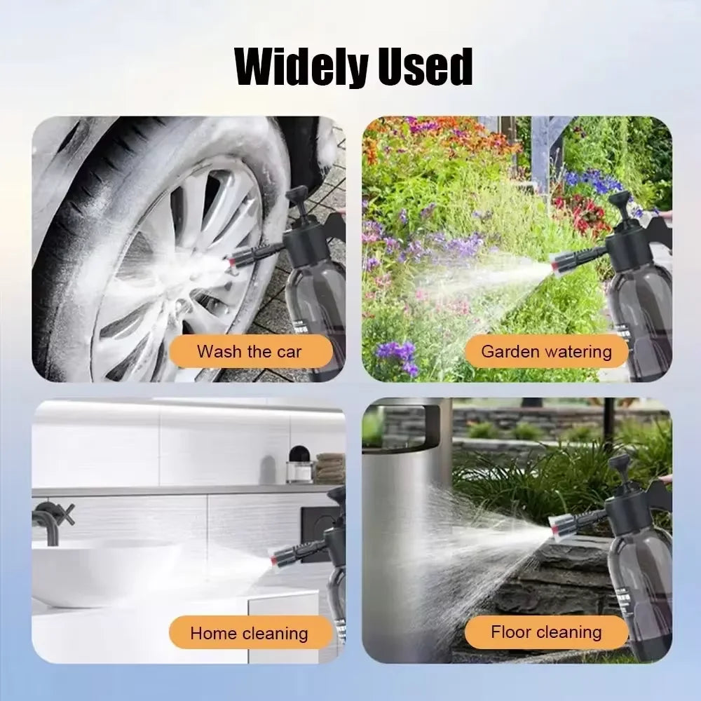2L Hand Pump Foam Sprayer | High Pressure Pneumatic Washer and Snow Foam Spray Bottle for Car and Home Cleaning