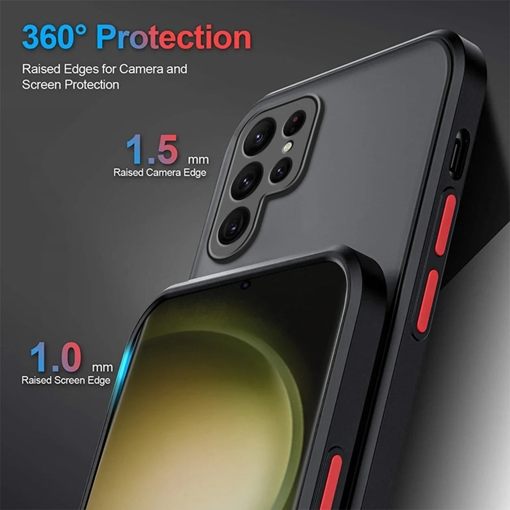 Armor Matte Shockproof Phone Case - Hard Bumper Protective Cover for Samsung Galaxy S24 S23 S22 S21 Ultra Plus A54 A53 A52 A32 A14 A13 A12