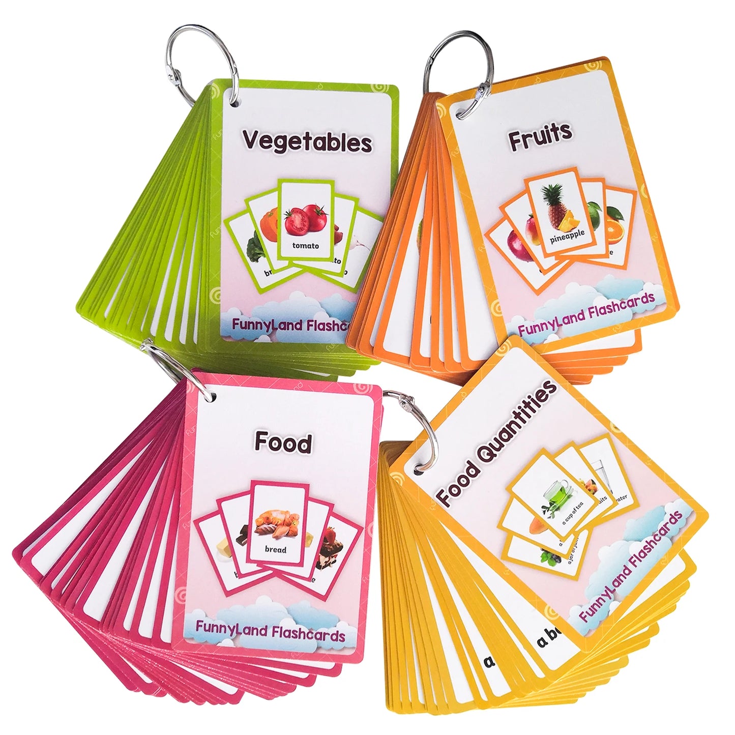 Kids English Vocabulary Flashcards - 26 Themes Fruits Animals Vehicles & Learning Activity Cards