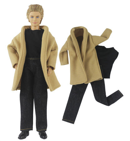1 Set Woolen Overcoat Outfit for 12-inch Ken Doll – Multiple Styles Doll Clothes