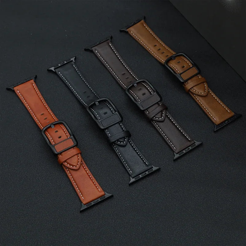 PU Leather Apple Watch Band - Premium Wrist Strap Bracelet for iWatch Series 4 5 6 SE 7 8 9 10 Ultra 49mm 40mm 41mm 42mm 44mm 45mm 46mm