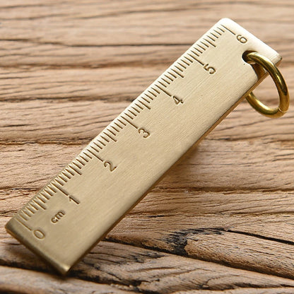 Vintage Brass Straight Ruler — Metal Triangle Protractor Measuring Tool for Students