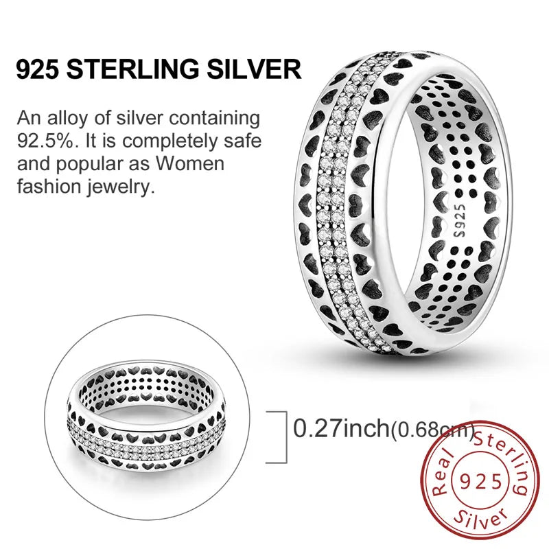 925 Sterling Silver Rings - Bow, Heart, Sun, Moon & Star Zircon Jewelry for Women, Birthday & Anniversary Gift