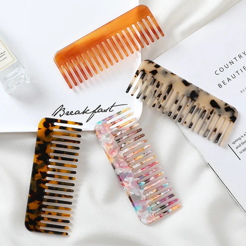 Korean Fashion Hair Comb – Wide Teeth Acetate Anti-Static Hairbrush, Colorful Massage Hair Styling Tool