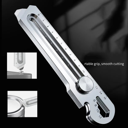 6-in-1 Multifunctional Utility Knife - Stainless Steel Stationery All-Purpose Cutter with Bottle Opener, Tin Opener, Screwdriver, and Ruler