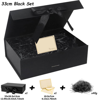 Luxury Magnetic Gift Box with Lid — 3 Sizes, Ribbon & Lafite Grass | Greeting Card & Valentine’s Day Packaging Box