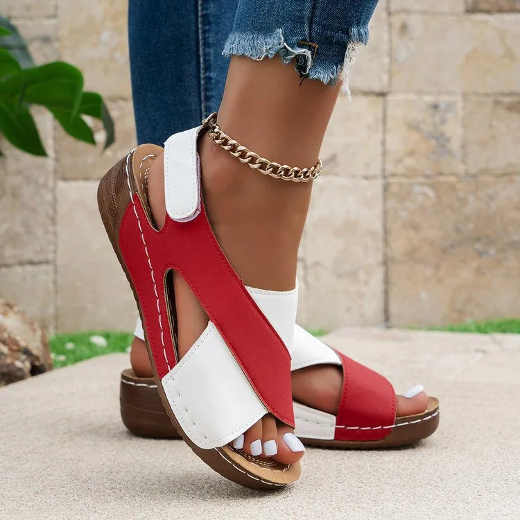 New Women's Contrast Color Wedge Sandals – Comfortable Peep Toe Non-Slip Platform Beach Shoes