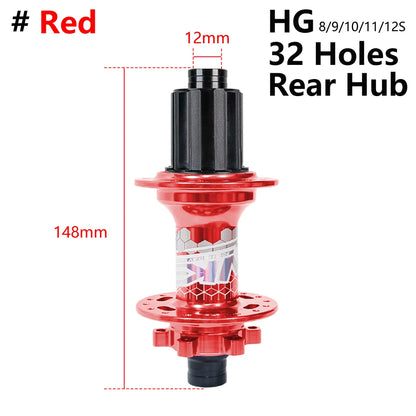 BOOST MTB Bicycle Hub - 148x12mm Aluminium Bike Hub 6 Pawls 120 Click HG XD Micro Spline 32H 8-12 Speed