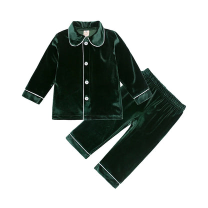 2025 Kids Christmas Pajama Set – Velvet Loungewear Long Sleeve Sleepwear for Boys & Girls