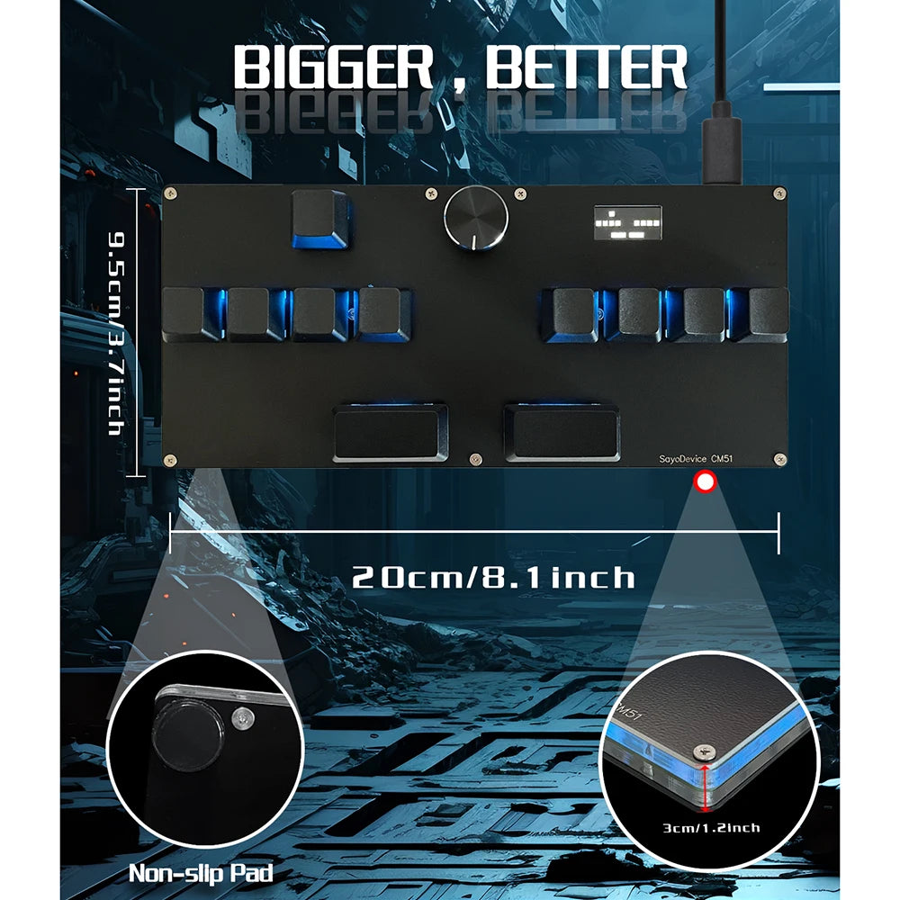 CM51 SayoDevice OSU DJ MAX Keyboard - Magnetic Outemu/Gateron Switches with Knob, Screen, & Shortcut Features