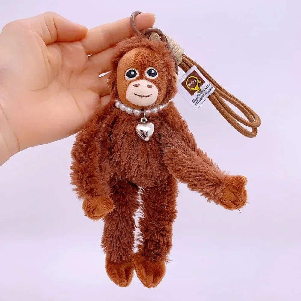 Cute Monkey Plush Pendant Keychain – Soft Stuffed Hanging Doll Backpack & Bag Accessory 🐵✨