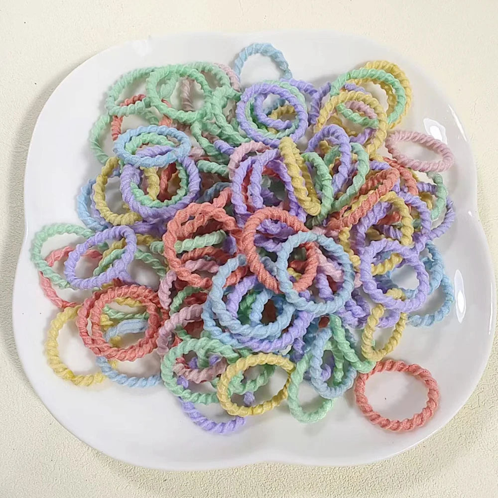 [100 Pack] Baby Rubber Bands - High Elastic, Seamless Thumb Rings for Toddlers, Gentle on Hair Scrunchies Set