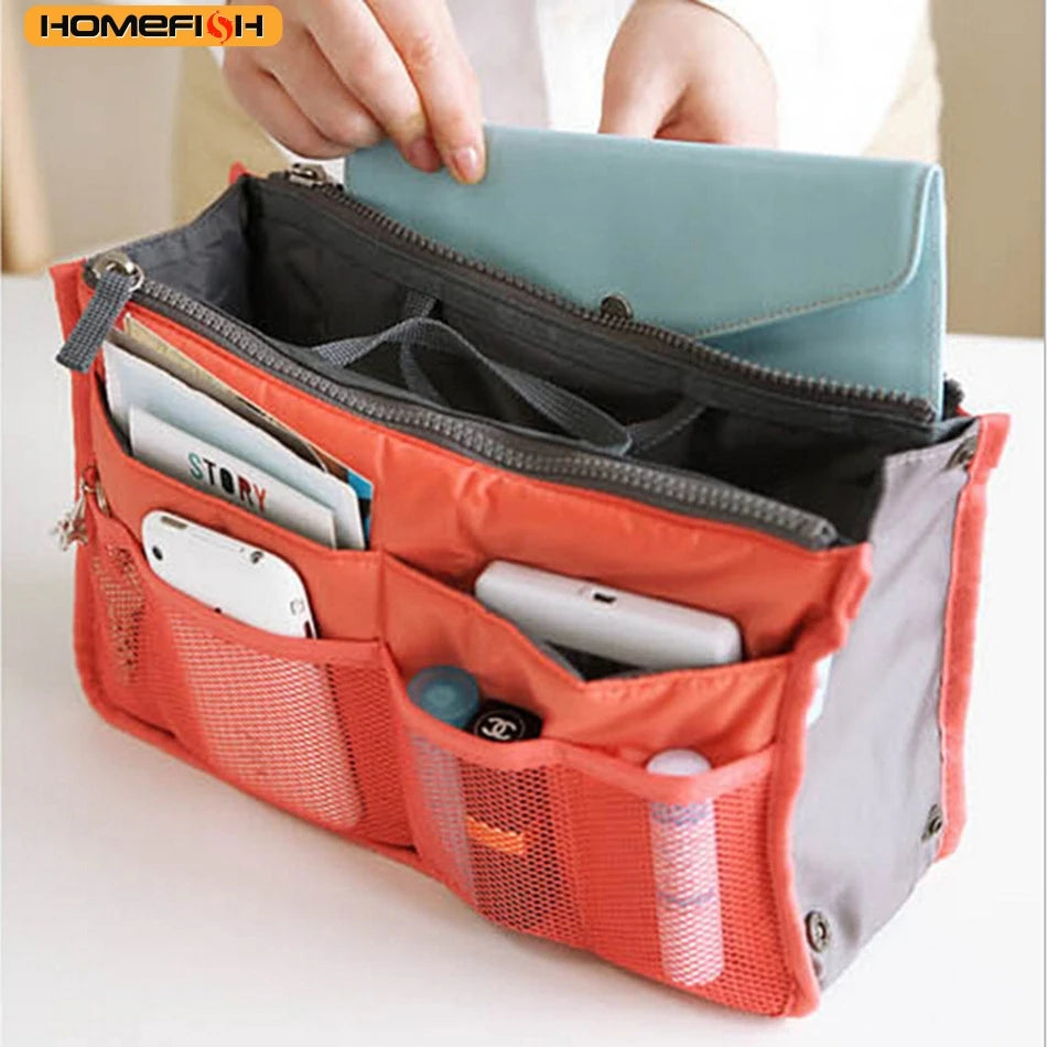 HOMEFISH Multi-Function Large Capacity Makeup & Toiletry Bag – Portable Double-Zipper Travel Organizer Mommy Bag with Multiple Pockets