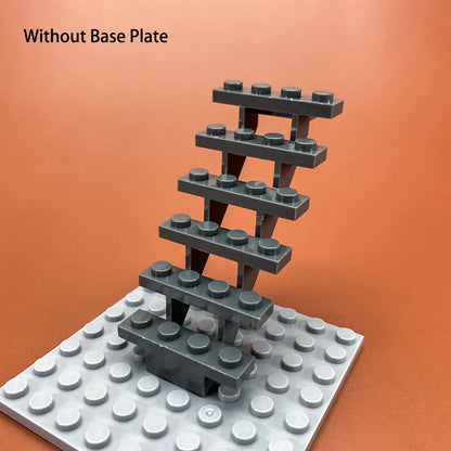 DIY Building Block Staircase 7x4x6 - MOC 30134 City Street Scene Bricks Compatible with LEGO in Black, Grey, Brown & White