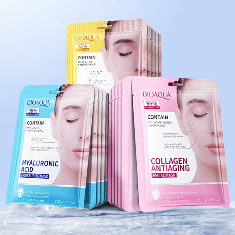 15PCS BIOAQUA Retinol Collagen Face Masks – Firming, Hydrating, Brightening & Moisturizing Skincare