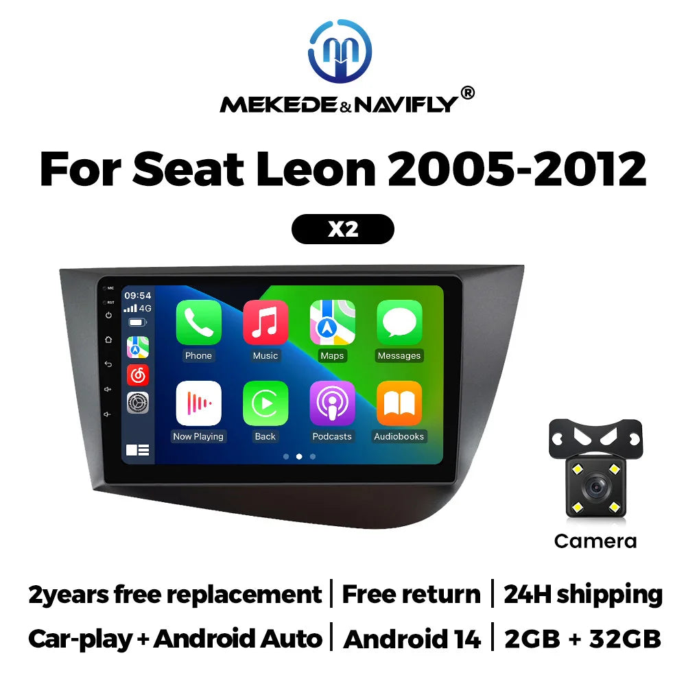 MEKEDE 9-Inch Android Car Radio - Wireless CarPlay, Android Auto & GPS Navigation for Seat Leon MK2 2005-2012