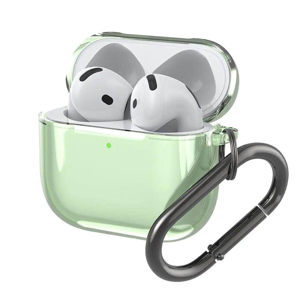 Translucent Protective Sleeve Case for AirPods 4 — Premium Drop-Proof Cover with Carabiner for AirPods 4th Generation