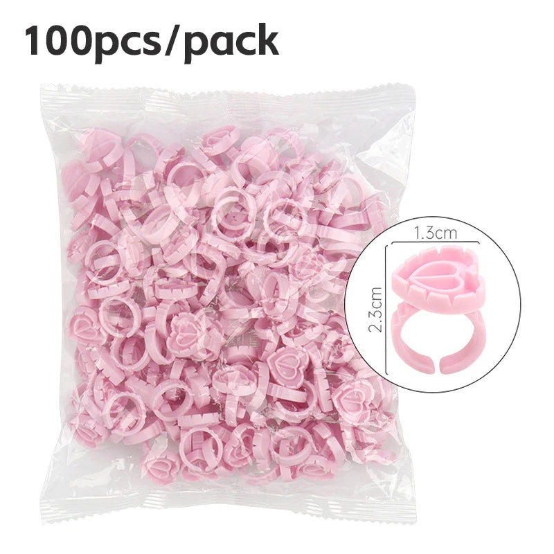 AILEISHI 100PCS Disposable Eyelash Glue Cup Rings – Lash Extension Pigment Holder Tattoo Makeup Tools