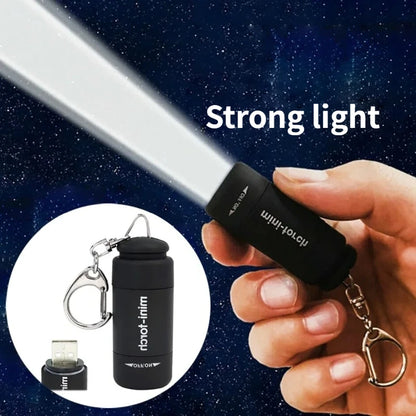 USB Rechargeable Mini Keychain Flashlight - Waterproof Portable LED Light for Hiking, Camping & Everyday Carry